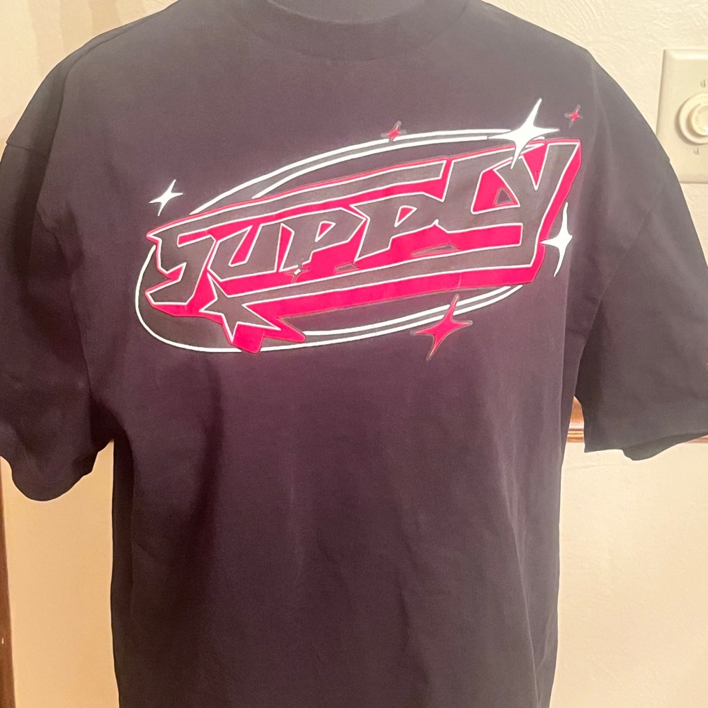 Supply & Demand Black T-Shirt with Red Graphic